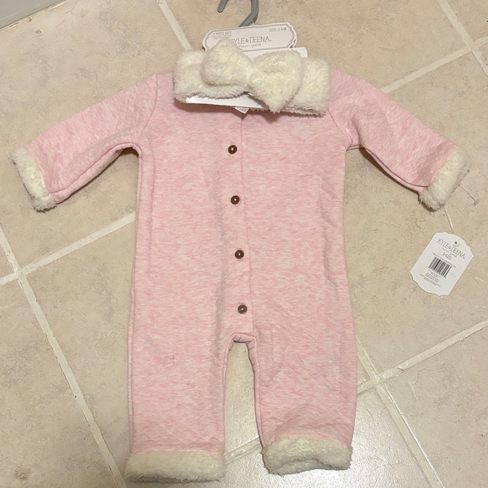 6/$20 Kyle & Deena 2-Pc Set Unfooted Coverall & Headband 3-6M NWT